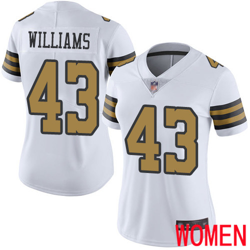 New Orleans Saints Limited White Women Marcus Williams Jersey NFL Football 43 Rush Vapor Untouchable Jersey